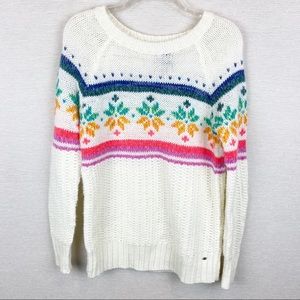 AMERICAN EAGLE Ivory w/Snowflakes Knit Sweater
